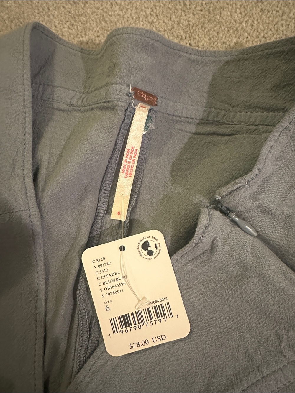 Free People- Women’s Pleated Skort Shorts in Slate Blue - Picture 2 of 3
